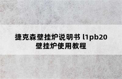 捷克森壁挂炉说明书 l1pb20壁挂炉使用教程